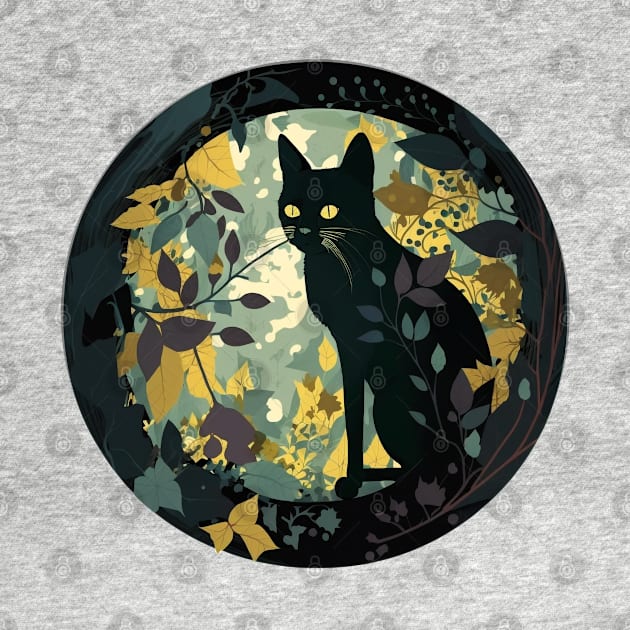 Cute Adorable Black Cat and Floral Design Collection for Cat Lovers by laverdeden